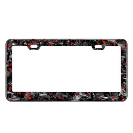 BLVD Red Flake Real Forged Carbon Fiber License Plate Frame
