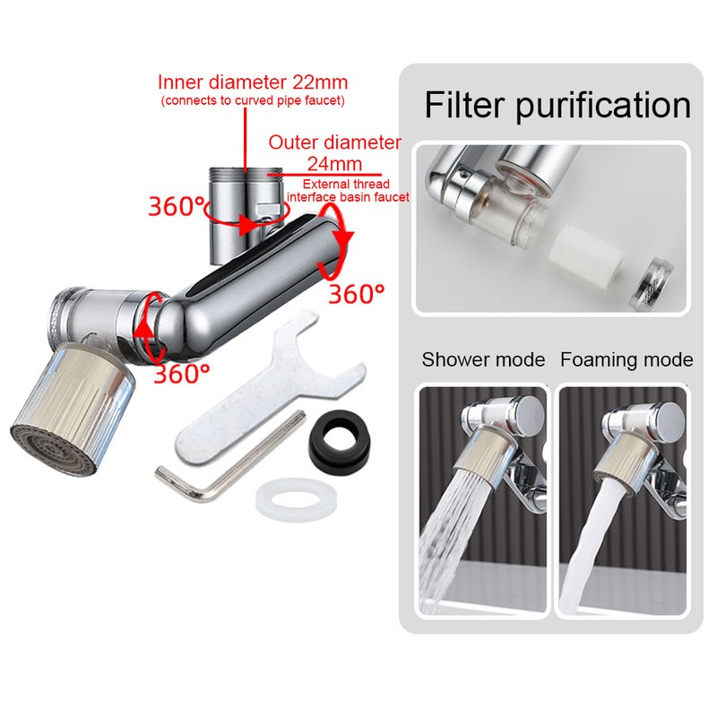 Universal Rotating Faucet Extender 2 Pack 1080 Degree Rotating Faucet
