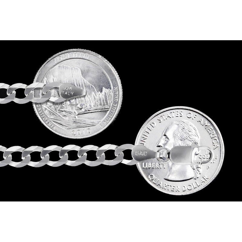 Men's 5.2mm Solid .925 Sterling Silver Flat Curb Chain Link