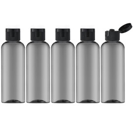 LISAPACK - Botellas de viaje de 3.4 onzas con tapa abatible (5 piezas) contenedor dispensador aspiradora para cosméticos de tamaño de viaje (100 ml, negro)