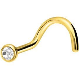 Piercingline Nose Piercing | Titanium | Flat Crystal Disc | Spiral Nose Stud Piercing | Choice of Colours and Sizes