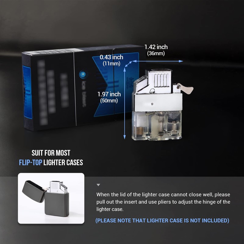 Coldown Butane Lighter Insert, Windproof Gas Lighter with Dual Torch