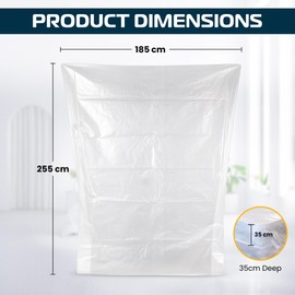 Waterproof Mattress Protector Bag for Moving House or Storage, Strong Plastic Mattress Cover to Protect your Bed from Stains, Pets, Pest Damage, Dirt and Dust (King)