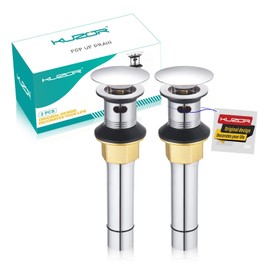 KUZOR 2-Pack Pop Up Bathroom Sink Drain with Overflow - Fits 1-5/8" to 2" Holes, Chrome 304 Stainless Steel for Vanity/Vessel Sink​