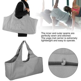 Keenso Bolsa para Yoga y Gimnasio, Bolsa Ligera de Gran Capacidad para Esterilla de Yoga, Material de Lona Duradero, con Bolsa Frontal para Teléfono, Llaves y Cartera (Silver)