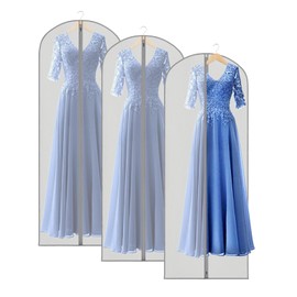 Zilink 3 Pack 65" Long Clear Dress Bags for Gowns, Coats, Jackets - Gray, Breathable, Zipper Closure