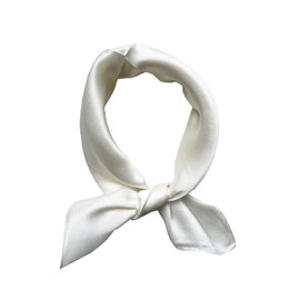 JERLA Women's Men's Small Square 100% Real Mulberry Silk satin Scarfs Hair head face scarf 21" x 21" (Pure cream white)