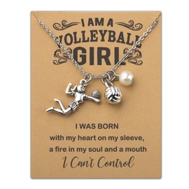MAOFAED Minimalist Volleyball Girl Necklace I Am A Volleyball Girl Volleyball Gift for Her End of Term Gift (Volleyball Girl ne CA)