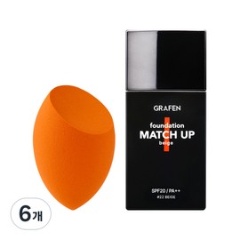 Graphen Matchup Foundation 40ml + Edge Cut Puff, No. 22 Beige, 6 pcs / 그라펜 매치업 파운데이션 40ml + 엣지 컷 퍼프, 22호 베이지, 6개