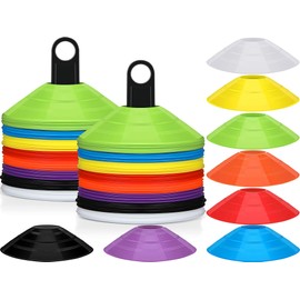 80 Pcs Soccer Cones for Drills with 2 Holders Disc Cones Multi Color Sports Cones Agility Training Equipment Field Markers for Kids Youth Football Basketball Playing Field Ball Game Practice, 8 Colors