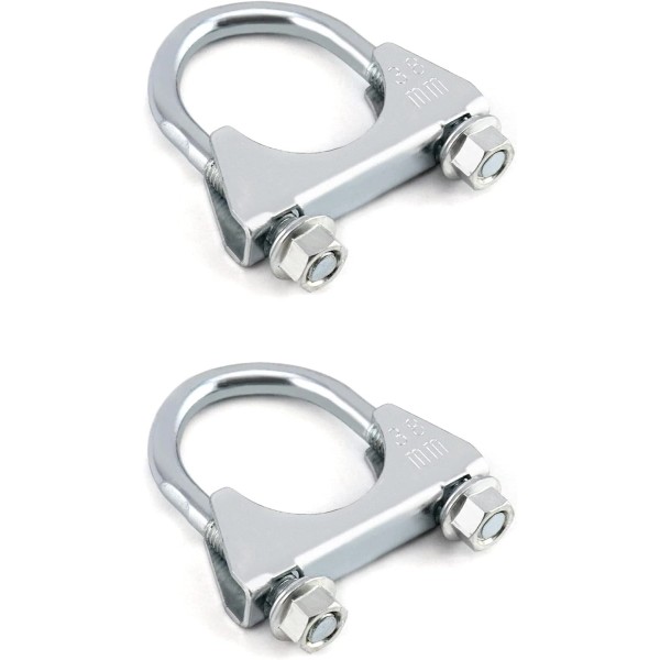 QWORK U-Bolt Muffler Tip Exhaust Hook, 1-1/2" OD 2Pcs Stainless