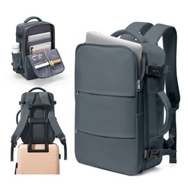 SEAFEW Travel Backpack for Women Carry on Luggage Backpack Flight Approved Travel Backpack Waterproof Outdoor Hiking Casual Daypack 14 Inch Business Laptop Backapck Men E5-Grey Blue