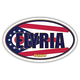 Elyria City Ohio State Flag | OH Flag Lorain County Oval State Colors Reflective Sticker Car Decal 3x5 inches