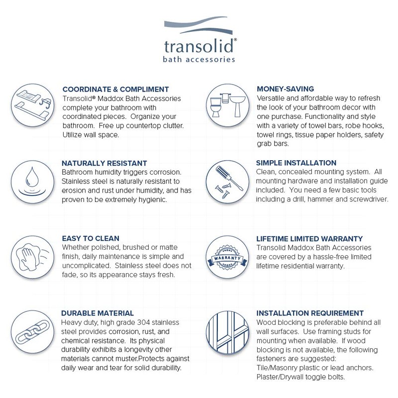 Transolid KA-MDX-5-BS Maddox 5-Piece Bathroom Accessory Kit, Brushed Stainless