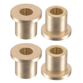 sourcing map Flange Sleeve Bearings 6mm Bore 10mm OD 12mm Length 14mm Flange Dia 2mm Flange Thickness Sintered Bronze Self-Lubricating Bushing 4pcs