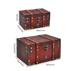 Trendy Boy 2 Pieces/Set Vintage Handmade Storage Box - Vintage Wooden Storage Box Antique Style Jewellery Organiser for Wardrobe Jewellery Box Jewellery Box Decorative Box (301-RED)