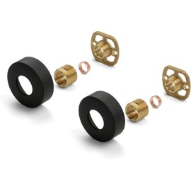 Matt Black Round Shower Mounting Kit – Bar Valve Fast Fix Brackets with 3/4” BSP Connections, 15mm Wall Mounted, Stainless Steel Cover Shrouds & Fixings