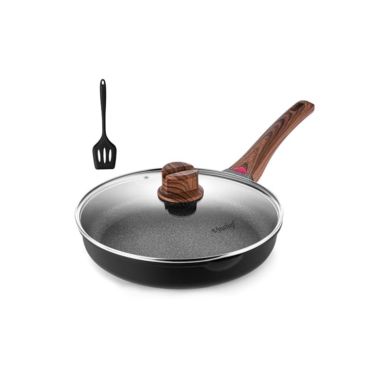 Vinchef Non Stick Frying Pan with Lid,9.5 Inch Anti Scratch