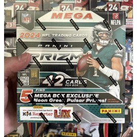2024 Panini Prizm Football New Factory Sealed Mega Box Neon Green Pulsar!