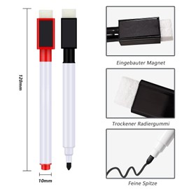 CALLYSONIC 8 Colour Whiteboard Markers, Colourful Whiteboard Pens, Magnetic Model, Erasable Whiteboard Markers, with Eraser Tip, Suitable for Schools, Offices, White Board Marker Pens