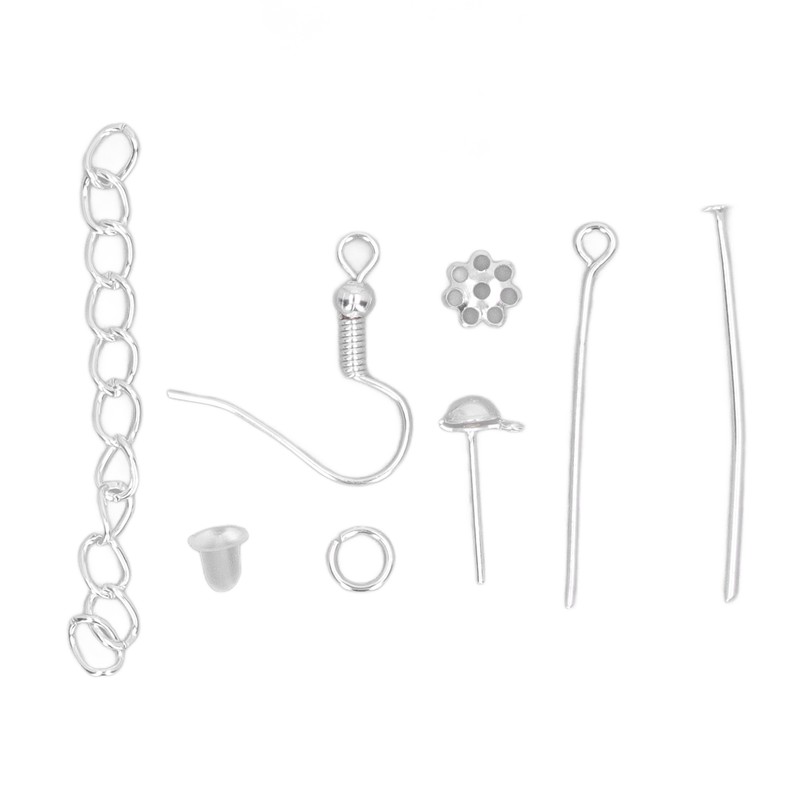 Earring Making Kit with Tweezers Ear Hooks Ear Pins Wax