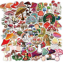 MTOP Mushroom Stickers, 50pcs Vinyl Waterproof Stickers for Laptop, Water Bottles, Bumper,Computer, Phone, Stickers and Decals