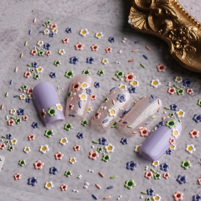 JMEOWIO 3D Nagelsticker Bunte Blume Nail Art Sticker Selbstklebend Nagelaufkleber