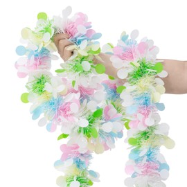 20FT/6M Easter Tinsel Garland Colorful Easter Egg Metallic Twist Tinsel Garland with Confetti Spring Hanging Tinsel Garland Decoartion for Easter Tree Stair Mantle Party Supplies