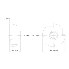 HEXATON Drive-in Nuts Claw Nuts Claws Nuts M8 x 11 mm Pack of 100 Galvanised Steel Wood Drive-in Nuts with 4 Drive-In Tips with Metric Internal Thread for Wood Plastic