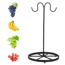 Banana Holder Stand,Stable Banana Holder with Hook &Wider Base,Rust-Proof Metal Banana Hanger,Multifunctional Banana Tree Stand for Fruit Micro Landscape Decorations Kitchen Counter(Double hook)