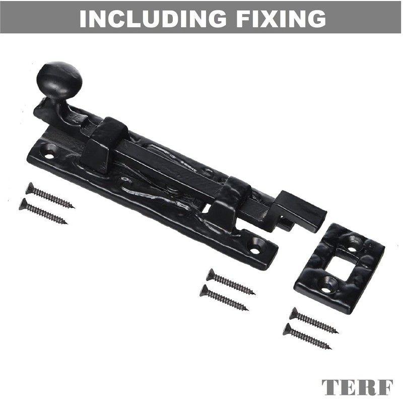 TERF® Traditional Antique Black Necked Tower Door Bolt Barrel Slide