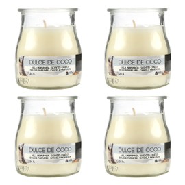 Pack of 4 Scented Candles Coconut Scented Candles in Glass 24 Hours Burning