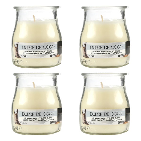 Pack of 4 Scented Candles Coconut Scented Candles in Glass