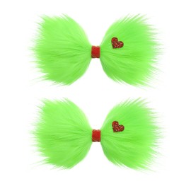 YanJie 6’’ Green Christmas Hair Bows for Girls Furry Hair Clips Christmas Grinch Bow Accessories for Women Stocking Stuffers Xmas Gifts Party Ornaments