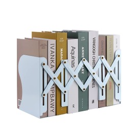 MSDADA Adjustable Bookends, Bookends for Heavy Book, Expandable Book Organizer for Office, School, Libraries, Extends up to 19 inches (Light Blue)