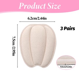 3 Pairs Tongue Pads for Shoe Too Big, Non Slip Tongue Cushion Insert for Loose Shoe Size Reducer Heel Pads Grips Cushion Inserts Replacement Shoes Filler for Men Women (Beige)
