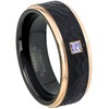 0.05ctw Princess Cut Tanzanite Birthstone Tungsten Ring - 2-Tone Black