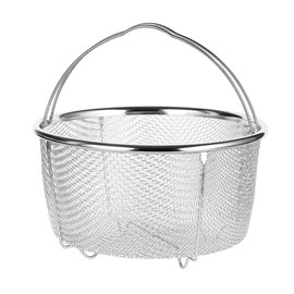 Mesh Steamer Basket Diameter 18 cm / 20 cm Round Stainless Steel Steamer Insert with Handles, Drip Basket Steamer Insert Basket for Pressure Cookers Cooking Pots (18 cm)