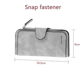 Amexo Women's Large Wallet, PU Leather Wallet, Long Leather Wallet with 10 Card Slots and Zip, Soft Leather Wallet with RFID Protection for Men and Women, gray, Modern
