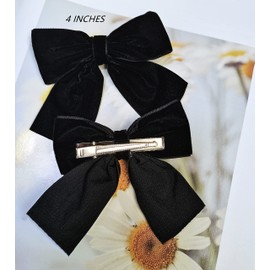 Hjiaruiky Hair Bows, 2pcs Handmade Velvet Bows for Girls Toddlers, Light Weight Hair Clips, Sturdy Alligator Clips, Black