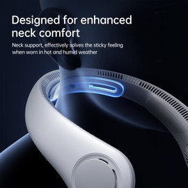 JISULIFE Portable Neck Fan Upgraded, Neckbrace Personal Hands Free, 5 Speed Gears Adjustment, 5000 mAh Wearable Bladeless Quiet Rechargeable for Outdoor Indoor, Gifts for Women Men- Foggy Grey