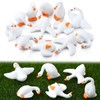 Hokoad 24 PCs Mini Resin Goose Figurines Tiny White Goose