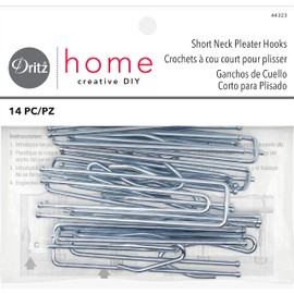 Dritz Home 44323 Short Neck Pleater Drapery Hooks (14-Piece) , Silver