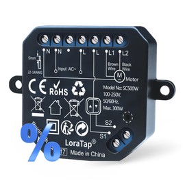 LoraTap WiFi Roller Shutter Module - 0-100% Fine Positioning Smart Life & Alexa Voice Control for 2 Button Rocker Switch Switch 2.4GHz 47×48×16mm 300W