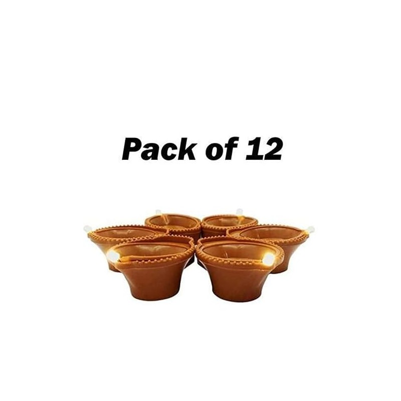 Indirang Led Water Sensor Diyas ( Pack of 12)