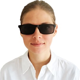 Mini Brille Flex Sunglasses with Prescription, Plastic Frame, Large and Rectangular with Flexible Arms, Black with Red Accent, Trend Case, Flex Reading Sunglasses for Men and Women, large lenses