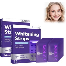 LUSCR Purple Teeth Whitening Strips, 7Pares-14 Tira Tiras Blanqueadoras De Dientes,Effectively Removes Surface Stains,Deja los dientes naturalmente blancos，Portátil,Ideal para usar en casa o de viaje(2 Box)