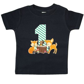 inktastic 1 Years Old with Woodland Animals Baby T-Shirt