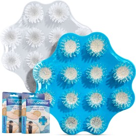 As Seen on Shark Tank Hair Shower Drain Hair Catcher, Hair Stopper Bathtub Drain Protector, & Catcher Drain Cover Alternative, Must-Haves HairyGrabster, 2 Pack, White & Blue