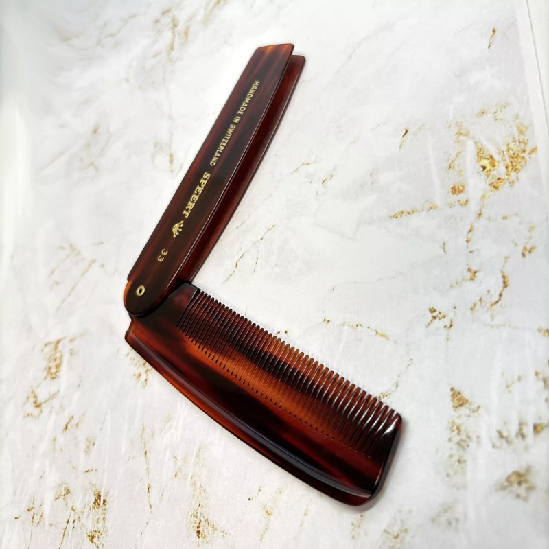 Speert Handmade Swiss European Folding Comb #33 4" Tortoise Havana
